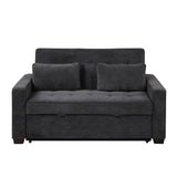 English Elm 66.5" Upholstered Sleeper Bed , Pull Out Sofa Bed Couch Attached Two Throw Pillows,Dual Usb Charging Port and Adjustable Backrest For Living Room Space, Black