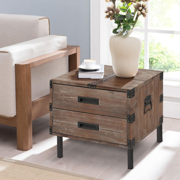 English Elm Antique Gray Reclaimed Wood Trunk Table Set of Three with Interior Storage W142562436