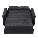 English Elm 66.5" Upholstered Sleeper Bed , Pull Out Sofa Bed Couch Attached Two Throw Pillows,Dual Usb Charging Port and Adjustable Backrest For Living Room Space, Black