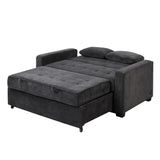 English Elm 66.5" Upholstered Sleeper Bed , Pull Out Sofa Bed Couch Attached Two Throw Pillows,Dual Usb Charging Port and Adjustable Backrest For Living Room Space, Black