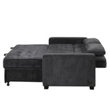 English Elm 66.5" Upholstered Sleeper Bed , Pull Out Sofa Bed Couch Attached Two Throw Pillows,Dual Usb Charging Port and Adjustable Backrest For Living Room Space, Black