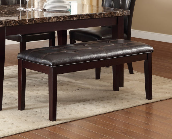 English Elm Espresso Teague 49" Dining Bench in Brown Faux Leather, Button-Tufted Seat, Transitional Style B01165810