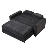 English Elm 66.5" Upholstered Sleeper Bed , Pull Out Sofa Bed Couch Attached Two Throw Pillows,Dual Usb Charging Port and Adjustable Backrest For Living Room Space, Black