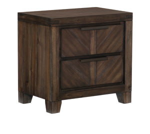 English Elm Modern-Rustic Parnell Nightstand Distressed Espresso Plank V-Match Acacia Veneer Antique Pulls 24x16x23.25" B01165757