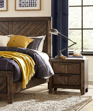 English Elm Modern-Rustic Parnell Nightstand Distressed Espresso Plank V-Match Acacia Veneer Antique Pulls 24x16x23.25" B01165757