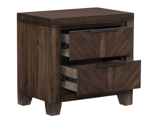 English Elm Modern-Rustic Parnell Nightstand Distressed Espresso Plank V-Match Acacia Veneer Antique Pulls 24x16x23.25" B01165757