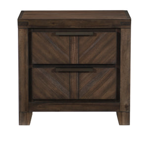 English Elm Modern-Rustic Parnell Nightstand Distressed Espresso Plank V-Match Acacia Veneer Antique Pulls 24x16x23.25" B01165757