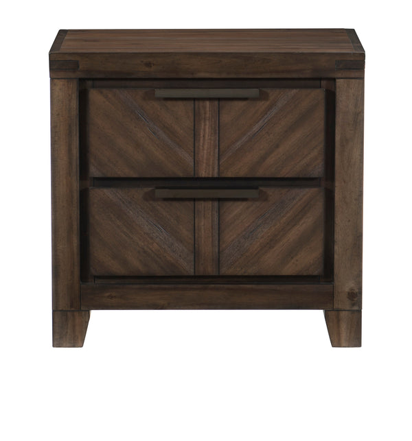 English Elm Modern-Rustic Parnell Nightstand Distressed Espresso Plank V-Match Acacia Veneer Antique Pulls 24x16x23.25" B01165757