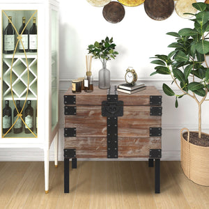 English Elm Antique Gray Reclaimed Wood Trunk Table Set of Three with Interior Storage W142562436