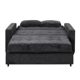 English Elm 66.5" Upholstered Sleeper Bed , Pull Out Sofa Bed Couch Attached Two Throw Pillows,Dual Usb Charging Port and Adjustable Backrest For Living Room Space, Black