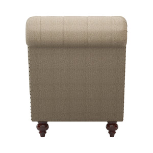 English Elm Modern Bonne Tufted Chaise with Nailhead Trim and Rolled Bolster Pillow, Espresso Turned Legs, Plush Comfort Brown 53 L x 21.75 W x 31 H B01165808