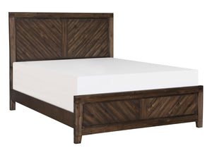 English Elm Modern-Rustic Parnell Queen Bed Distressed Espresso Plank V-Matched Acacia Veneer Rustic Cherry Finish 53"H B011S00226