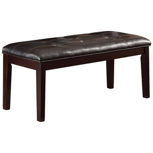 English Elm Espresso Teague 49" Dining Bench in Brown Faux Leather, Button-Tufted Seat, Transitional Style B01165810
