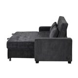 English Elm 66.5" Upholstered Sleeper Bed , Pull Out Sofa Bed Couch Attached Two Throw Pillows,Dual Usb Charging Port and Adjustable Backrest For Living Room Space, Black