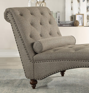 English Elm Modern Bonne Tufted Chaise with Nailhead Trim and Rolled Bolster Pillow, Espresso Turned Legs, Plush Comfort Brown 53 L x 21.75 W x 31 H B01165808