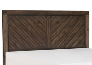 English Elm Modern-Rustic Parnell Queen Bed Distressed Espresso Plank V-Matched Acacia Veneer Rustic Cherry Finish 53"H B011S00226
