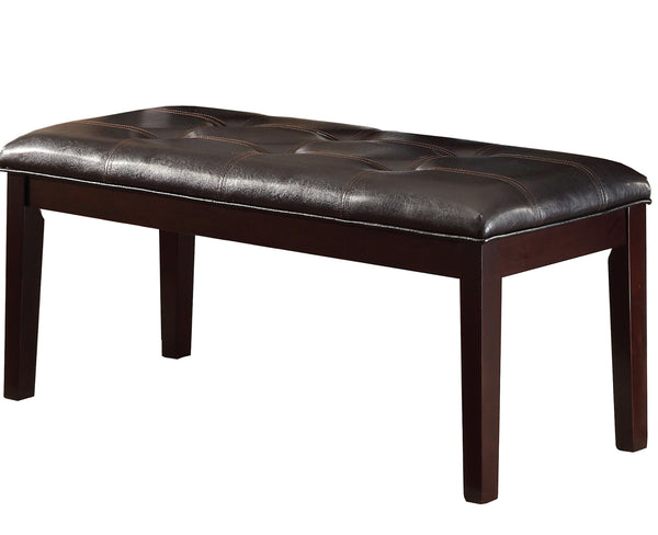English Elm Espresso Teague 49" Dining Bench in Brown Faux Leather, Button-Tufted Seat, Transitional Style B01165810