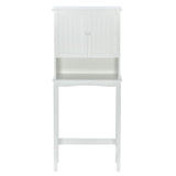 English Elm Over-The-Toilet Bathroom Cabinet With Shelf and Two Doors Space-Saving Storage, Easy To Assemble, White