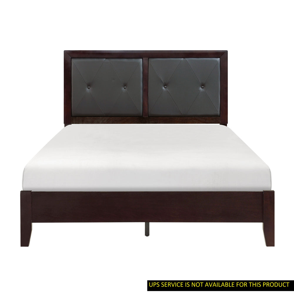 English Elm Espresso Queen Bed Faux Leather Tufted Headboard Contemporary Upholstered Platform Frame 63"x83.5" B011S00230