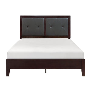 English Elm Espresso Queen Bed Faux Leather Tufted Headboard Contemporary Upholstered Platform Frame 63"x83.5" B011S00230
