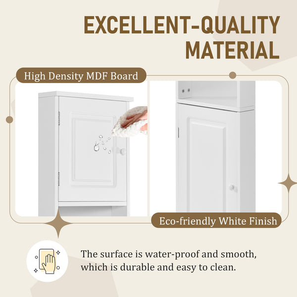 English Elm Multi-Functional Corner Cabinet Tall Trapezoid Bathroom Storage with Adjustable Shelves, Doors, Anti-Dump Device White WF530911AAK