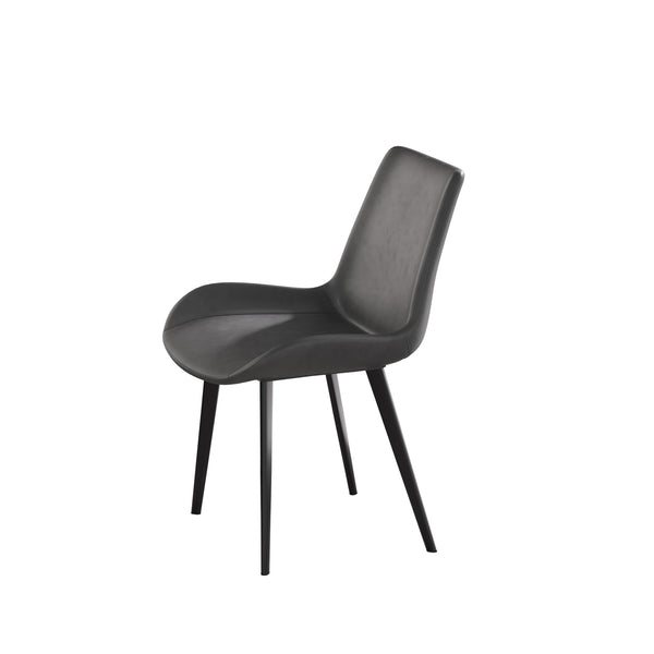 English Elm Modern Faux Leather Dining Chair with Metal Legs, Water & Stain Resistant Upholstered Seat, 280lb Capacity Black+ Gray W153565882