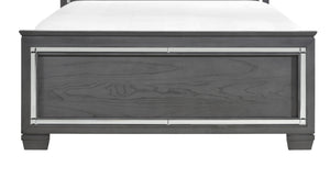 English Elm Glamourous Allura Queen Bed with LED Touch Backlight, Gray Tufted Faux Leather Headboard, Mirror Accents B011S00229