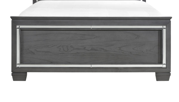 English Elm Glamourous Allura Queen Bed with LED Touch Backlight, Gray Tufted Faux Leather Headboard, Mirror Accents B011S00229
