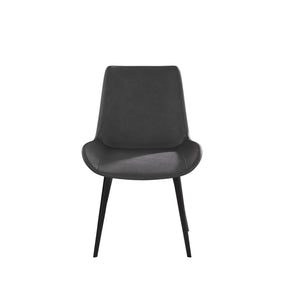 English Elm Modern Dining Chair with Faux Leather Upholstery, Water‑Resistant Stain‑Resistant Seat, Metal Legs Black+ Gray W153567956