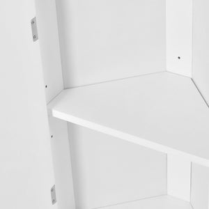 English Elm Multi-Functional Corner Cabinet Tall Trapezoid Bathroom Storage with Adjustable Shelves, Doors, Anti-Dump Device White WF530911AAK
