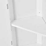 English Elm Multi-Functional Corner Cabinet Tall Bathroom Storage Cabinet With Two Doors and Adjustable Shelves, Open Shelf, White(Old Sku:Wf294602Aak)