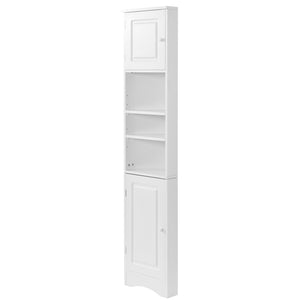 English Elm Multi-Functional Corner Cabinet Tall Trapezoid Bathroom Storage with Adjustable Shelves, Doors, Anti-Dump Device White WF530911AAK
