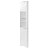 English Elm Multi-Functional Corner Cabinet Tall Bathroom Storage Cabinet With Two Doors and Adjustable Shelves, Open Shelf, White