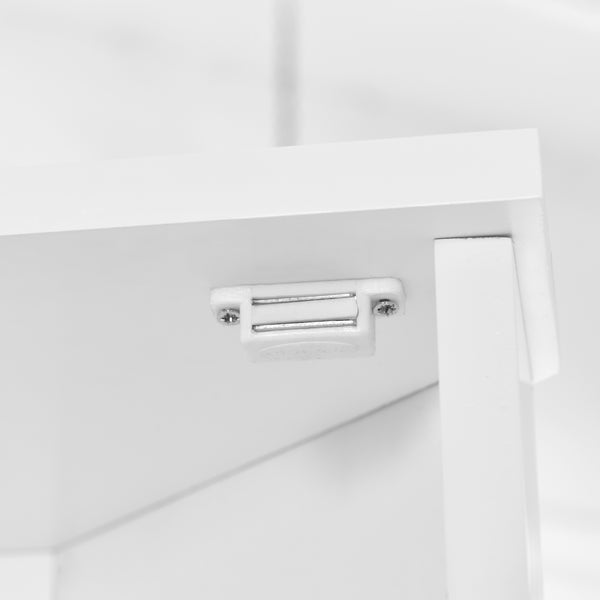 English Elm Multi-Functional Corner Cabinet Tall Trapezoid Bathroom Storage with Adjustable Shelves, Doors, Anti-Dump Device White WF530911AAK