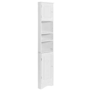 English Elm Multi-Functional Corner Cabinet Tall Trapezoid Bathroom Storage with Adjustable Shelves, Doors, Anti-Dump Device White WF530911AAK