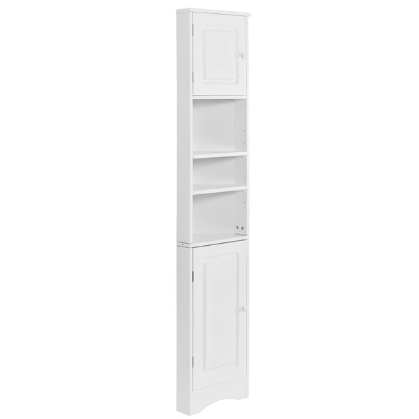 English Elm Multi-Functional Corner Cabinet Tall Trapezoid Bathroom Storage with Adjustable Shelves, Doors, Anti-Dump Device White WF530911AAK