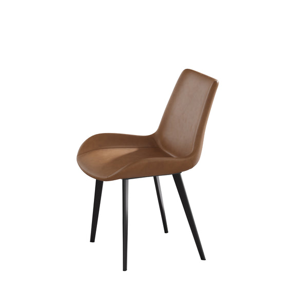 English Elm Modern Dining Chair with Faux Leather Upholstery, Water‑Resistant Stain‑Resistant Seat, Metal Legs Brown W153567954