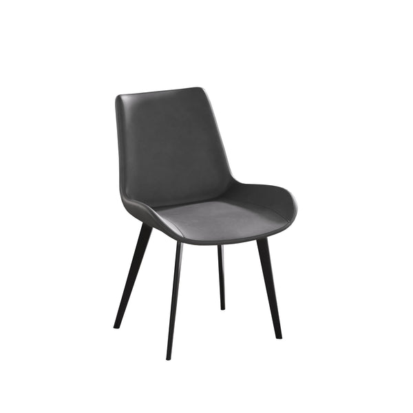 English Elm Modern Dining Chair with Faux Leather Upholstery, Water‑Resistant Stain‑Resistant Seat, Metal Legs Black+ Gray W153567956