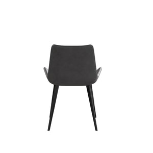 English Elm Modern Dining Chair with Faux Leather Upholstery, Water‑Resistant Stain‑Resistant Seat, Metal Legs Black+ Gray W153567956