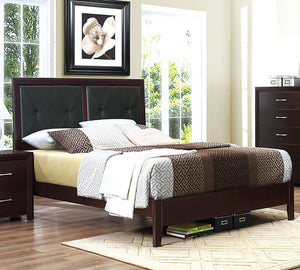 English Elm Espresso Queen Bed Faux Leather Tufted Headboard Contemporary Upholstered Platform Frame 63"x83.5" B011S00230