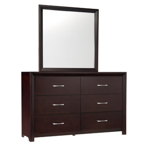 English Elm Espresso Six Drawer Wide Dresser with Silver Bar Pulls for Contemporary Bedroom B01165905