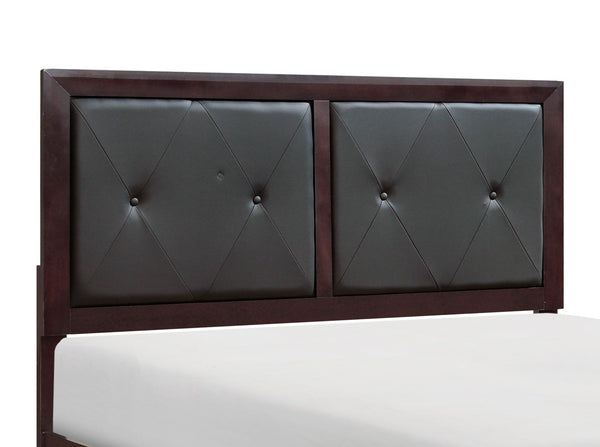 English Elm Espresso Queen Bed Faux Leather Tufted Headboard Contemporary Upholstered Platform Frame 63"x83.5" B011S00230