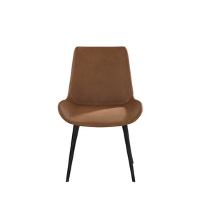 English Elm Modern Dining Chair with Faux Leather Upholstery, Water‑Resistant Stain‑Resistant Seat, Metal Legs Brown W153567954