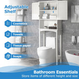 English Elm Over-The-Toilet Bathroom Cabinet With Shelf and Two Doors Space-Saving Storage, Easy To Assemble, White