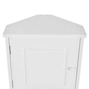English Elm Multi-Functional Corner Cabinet Tall Trapezoid Bathroom Storage with Adjustable Shelves, Doors, Anti-Dump Device White WF530911AAK