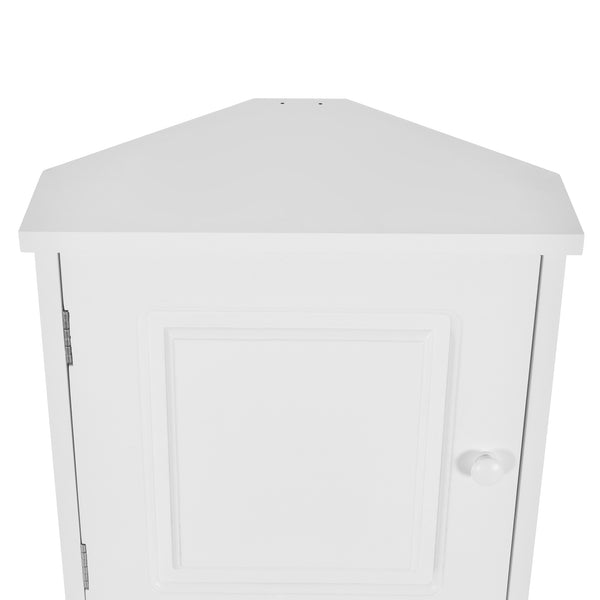 English Elm Multi-Functional Corner Cabinet Tall Trapezoid Bathroom Storage with Adjustable Shelves, Doors, Anti-Dump Device White WF530911AAK