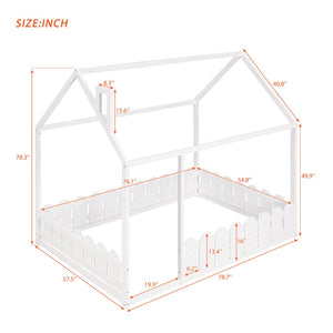 English Elm (slats Excluded) Full Pinewood House Bed Frame Playhouse Roof Kids Bedroom White WF294808AAK