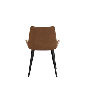 English Elm Modern Dining Chair with Faux Leather Upholstery, Water‑Resistant Stain‑Resistant Seat, Metal Legs Brown W153567954