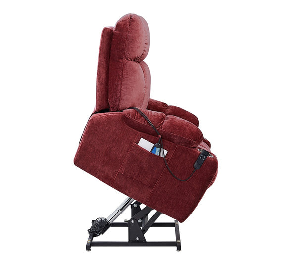 English Elm Liyasi Zero Gravity Power Recliner Eco Leather Massage Lumbar Heat Usb Charging Red W820S00072