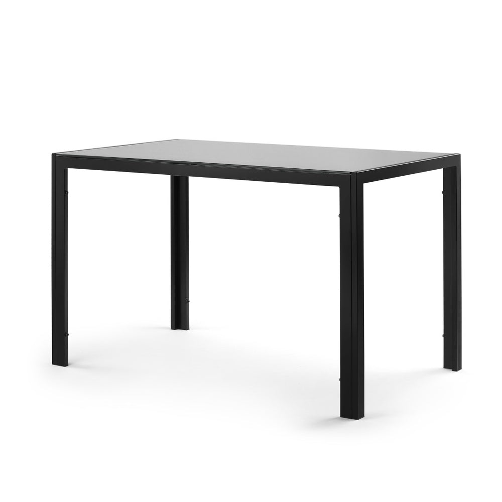 English Elm Dining Table with Tempered Glass Top and Metal Frame Seats Four Small Spaces W24165963